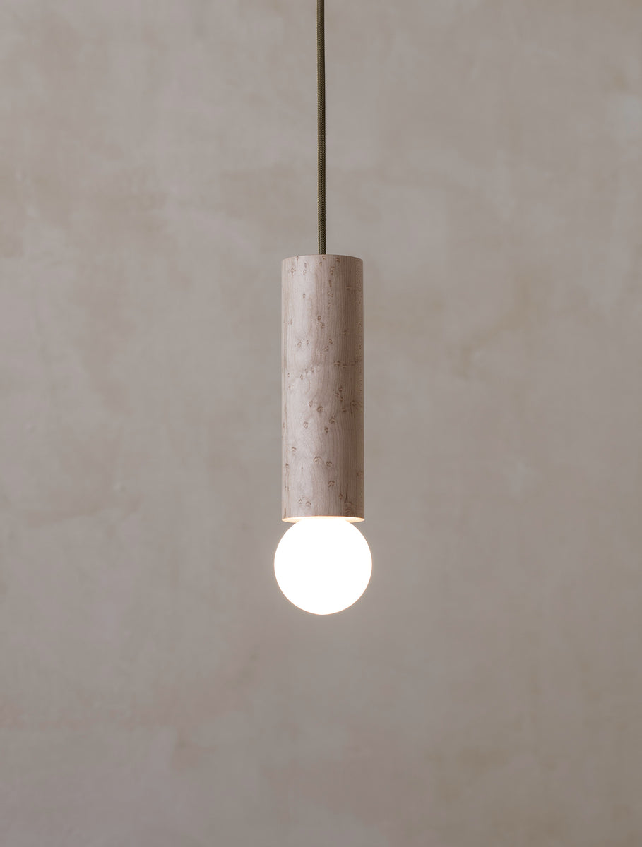 Wood Cylinder Pendant 08"